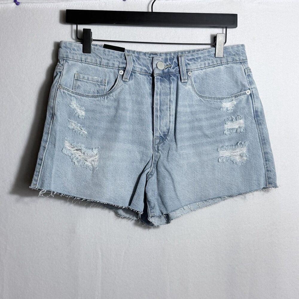 NEW BlankNYC Light Wash Distressed Barrow Vintage High-Rise Denim Shorts Size 29